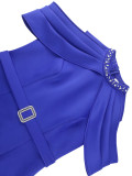 Spring Summer Cutout-Shoulder Half High-Neck Elegant Bodycon Dress