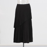 Off-Shoulder Strap Top High-Waist Pleated Skirt Two Piece Set