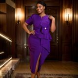 Plus Size Floral High Waist Cocktail Party Dress