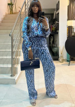 Spring Autumn African Print Casual Shirt Trousers Two-Piece Set Spring Autumn African Print Casual Shirt Trousers Two-Piece Set