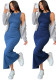 Spring Round Neck Sleeveless Slim Denim Bodycon Dress