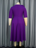 Summer Color Block Floral A-Line Cocktail Slim Waist Plus Size Party Dress