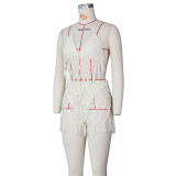 Women Sexy Crochet Beach Cover-up Knitting Swimsuit Two-Piece Set