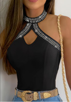 Summer Halter Neck Beaded Hollow Vest Top Summer Halter Neck Beaded Hollow Vest Top