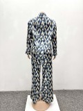 Spring Autumn African Print Long-Sleeved Shirt Trousers Two-Piece Set