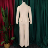 Women Elegant Ruffle Top Wide Leg Pants Two-Piece Set