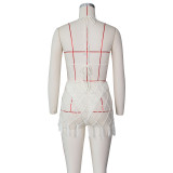 Women Sexy Crochet Beach Cover-up Knitting Swimsuit Two-Piece Set