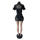 Spring Short-Sleeved Slim Stretch Fashion Denim Dress