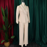 Women Elegant Ruffle Top Wide Leg Pants Two-Piece Set