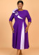 Summer Color Block Floral A-Line Cocktail Slim Waist Plus Size Party Dress