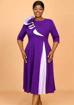 Summer Color Block Floral A-Line Cocktail Slim Waist Plus Size Party Dress Summer Color Block Floral A-Line Cocktail Slim Waist Plus Size Party Dress