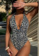 Summer Leopard Deep V One-Piece Bikini Swimsuit