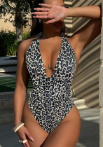 Summer Leopard Deep V One-Piece Bikini Swimsuit Summer Leopard Deep V One-Piece Bikini Swimsuit