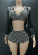 Summer Beaded Deep V Three-Piece Fashion Shorts Set