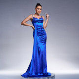 Summer Luxury Strap Slim Waist Fishtail Evening Gown
