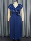 Summer Retro Ruffle Long A-Line Plus Size Party Dress