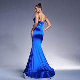 Summer Luxury Strap Slim Waist Fishtail Evening Gown