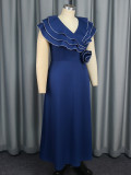 Summer Retro Ruffle Long A-Line Plus Size Party Dress