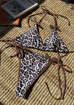 Women Sexy Lace Leopard Color Block Two Pieces Swimwear Women Sexy Lace Leopard Color Block Two Pieces Swimwear