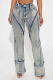 Women Spring Sexy Stretch Washed Zipper Denim Pants