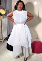 Plus Size African Women Casual Ruffle Edge Pleated Two-piece Set