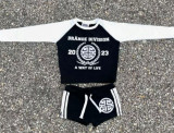 Women Letter Casual Sexy Street Print Top and Shorts Sports Two-Piece Set