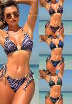 Women Zebra Print Metal Sexy Strapless Two Pieces Swimwear Women Zebra Print Metal Sexy Strapless Two Pieces Swimwear