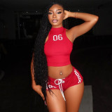 Women American Tank Top Shorts Sports Two-Piece Set