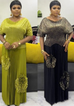 Women Bat Sleeves Pleated Top and Pleated Skirt Two-piece Set