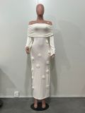 Women's Sexy Floral Off Shoulder Knitting Long Dress