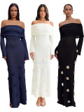 Women's Sexy Floral Off Shoulder Knitting Long Dress