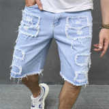 Men's Denim Pants Ripped Loose Hipster Casual Knee-Length Shorts