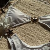 Women Sexy Solid Neck Strapless Swimwear Two Pieces