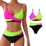 Women's Two Pieces Swimwear Patchwork Colorblock Bikini