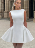 Autumn Women's Sexy Sleeveless Fashion Solid Color Short Dresses