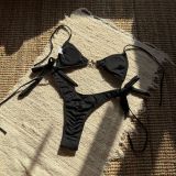Women Sexy Solid Neck Strapless Swimwear Two Pieces