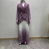 Women African Pleated Irregular Lace Top and Gradient Skirt Two-piece Set