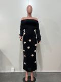 Women's Sexy Floral Off Shoulder Knitting Long Dress