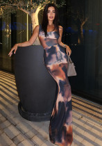Summer Fashion Sleeveless Strap Printed Slim High Waist Long Dresses Summer Fashion Sleeveless Strap Printed Slim High Waist Long Dresses