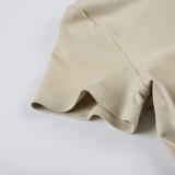 Slim Sports Basic Stand Collar Short Sleeve t-shirt Sports Casual Zipper Top