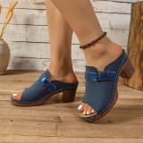 Chunky High Heel Peep Toe Sandals Slippers Plus Size Fashion High Heel Outdoor Wear Open Toe Design