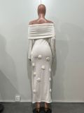 Women's Sexy Floral Off Shoulder Knitting Long Dress