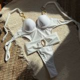 Women Solid Strapless One-Piece Swimwear