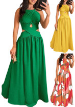 Women's Sleeveless High Waisted Low Back Lace-Up Maxi Dresses Women's Sleeveless High Waisted Low Back Lace-Up Maxi Dresses