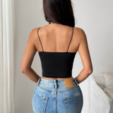 Sexy Leopard Print Halter Neck Steel Ring Fishbone Tank Top