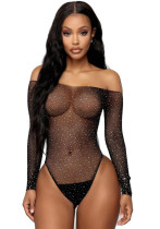 Beaded sexy off shoulder long sleeve erotic lingerie mesh clothing Beaded sexy off shoulder long sleeve erotic lingerie mesh clothing