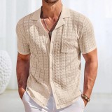 Men's Summer Short Sleeve Turndown Collar Knitting Polo Shirt Casual Top