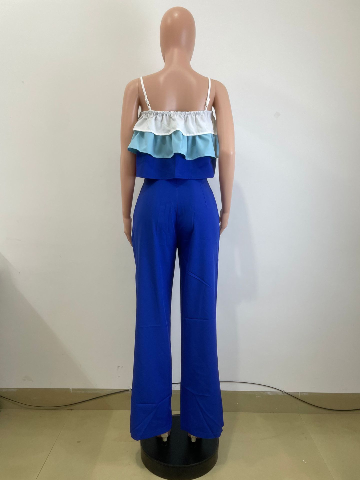 Women's Spring Summer Camisole Ruffle Top High Waist Pants Set