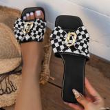 Plus Size Flat Bottom Slippers Women's Bowknot Sandals Cute Sweet Outdoor Wear