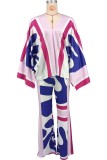 Plus Size Fashion v-Neck Wide Split Long Sleeve Top Bell Bottom Pants Set